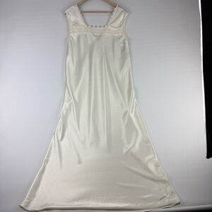Vintage Eve Stillman Women’s Small Ivory Satin Lace Maxi Nightgown Slip Dress